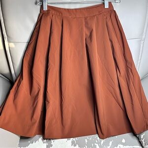 Uniqlo Burnt Orange Pleated Midi Flare Skirt size XS - Waist 24-25 inch